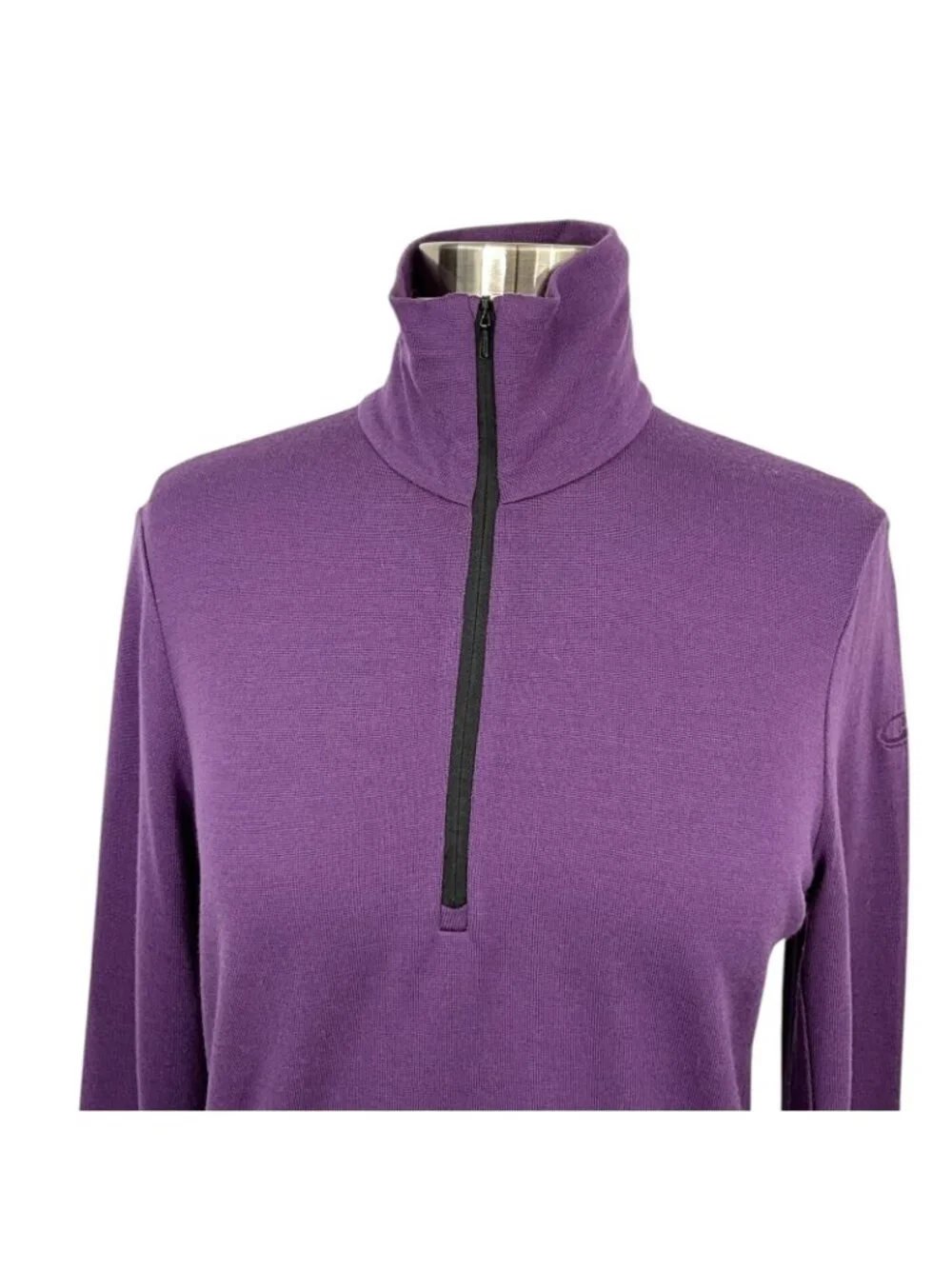 Icebreaker Bodyfit 260 Base Layer Top Womens Medium Purple 100% Merino 1/4 Zip - Picture 2 of 14